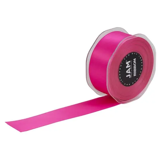 JAM Paper 1.5" x 25yd. Double Faced Satin Ribbon Shocking Pink {4}