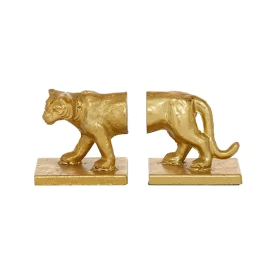 5" Gold Iron Cougar Glam Bookends {3}