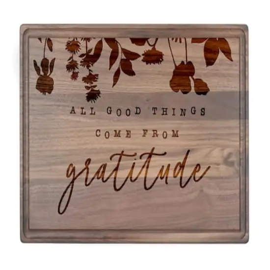 Good Things Come from Gratitude 17" x 11" Walnut Cutting Board {1}