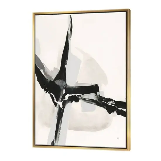 Designart - Abstract Neutral I - Mid-Century Modern Canvas in Gold Frame {1}