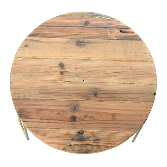 Hello Honey&reg; 16'' Round Wood Dia Tray with Metal Legs {6}