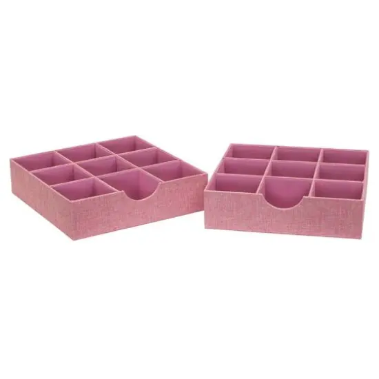 Household Essentials 9-Compartment Drawer Organizers, 2ct. Pink {1}
