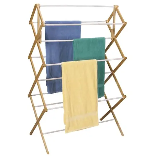 Household Essentials Large Bamboo Folding Clothes Drying Rack {5}