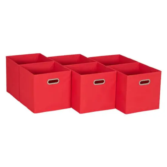 6 Pack Household Essentials 11" Fabric Storage Bins Red {1}