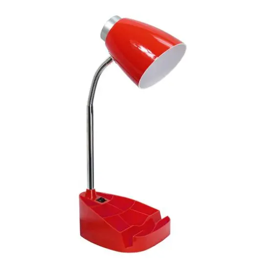 LimeLights 18.5" Gooseneck Organizer Desk Lamp with Tablet Stand Red {1}