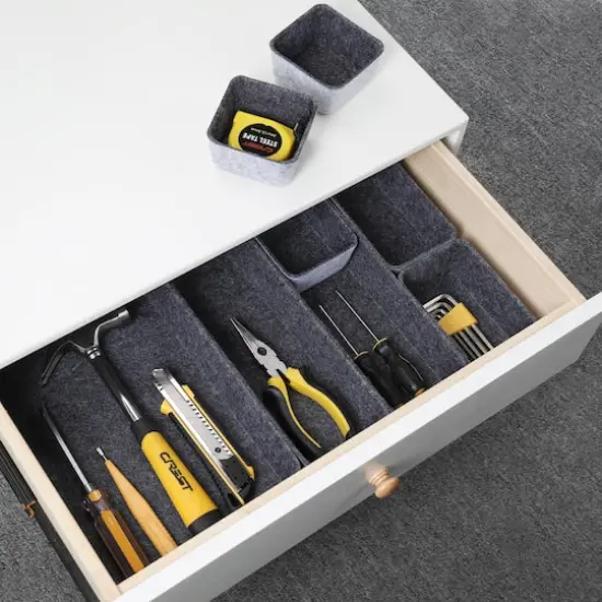 Welaxy Felt 8 Piece Drawer Organizer Tray Set Charcoal {5}