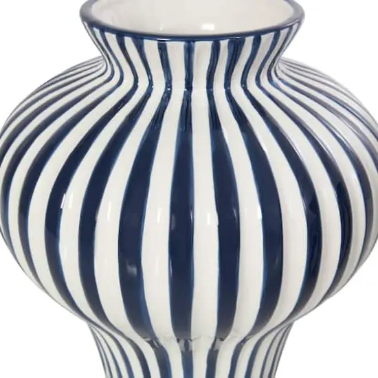 Blue Stripes Rounded Ceramic Vase Set {6}
