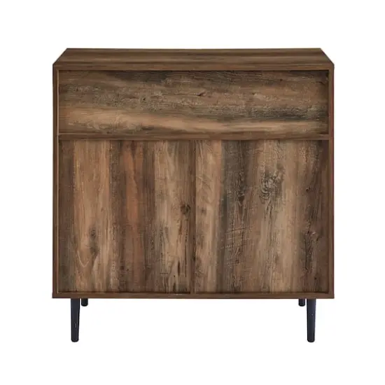 Walker Edison 32" Reclaimed Barnwood Modern Slanted Metal Door Accent Cabinet {7}