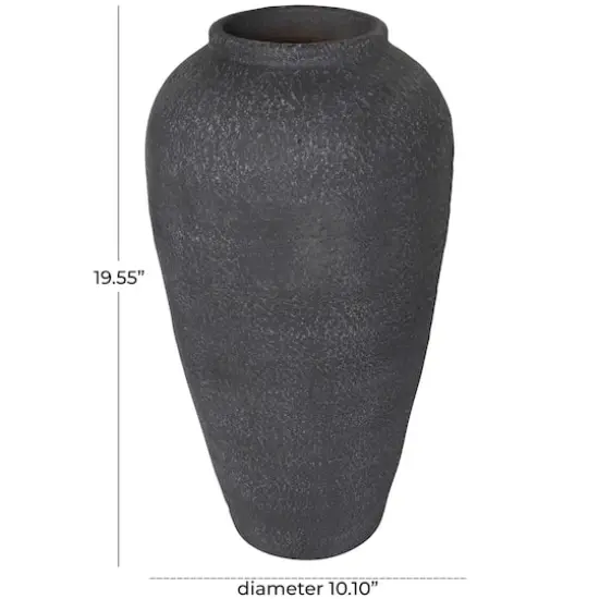 20" Black Ceramic Textured Vase {7}