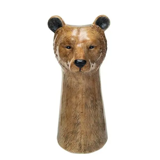 Hello Honey&reg; 11.5" Brown Hand-Painted Decorative Stoneware Bear Vase {1}