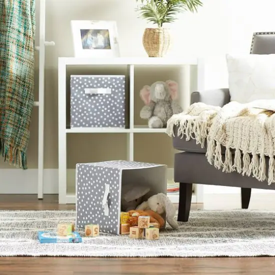 DII&reg; 11" Gray & White Dots Storage Cube, 2ct. {6}