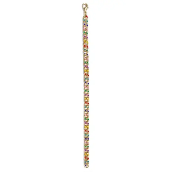 7.5" Rainbow & Gold Enamel Curb Charm Bracelet by Bead Landing™ {4}