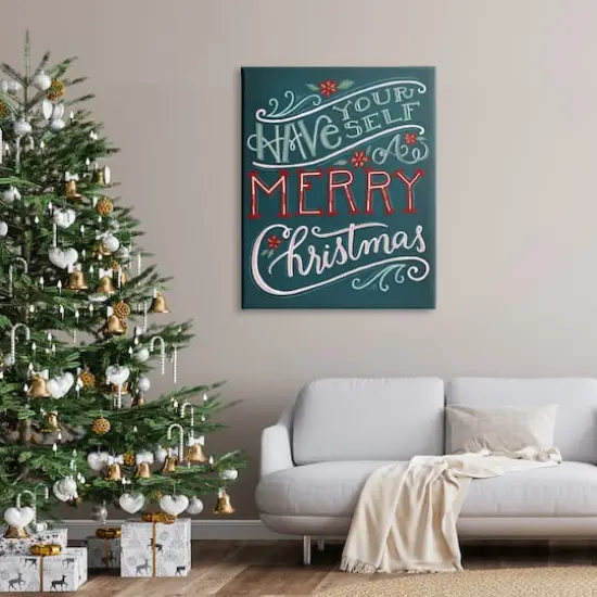Stupell Industries Have Yourself Merry Christmas Phrase Canvas Wall Art {3}