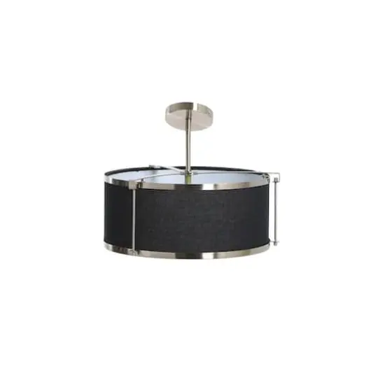 Hello Honey® 10" Metal Semi-Flush Mount Ceiling Light with Captured Linen Shade Black and Brushed Nickel {6}