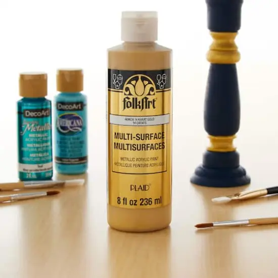 FolkArt&reg; Multi-Surface Metallic Acrylic Paint, 8oz. 14 Karat Gold {3}