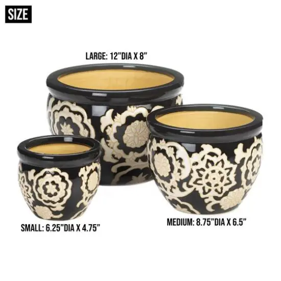 Floral Nights Ceramic Planter Set {9}