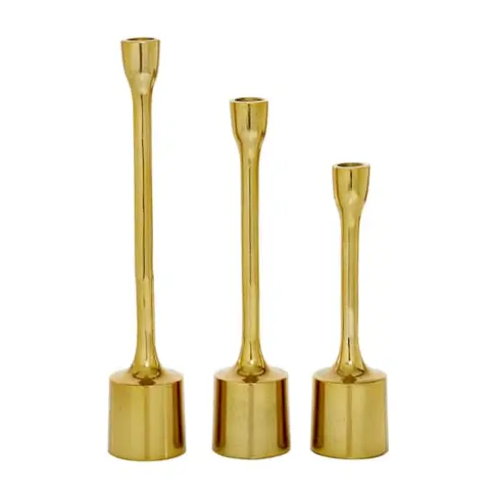 CosmoLiving by Cosmopolitan Set of 3 Gold Candle Holder 14", 12", 10" {3}