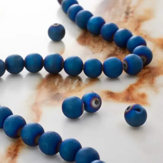 Blue Plated Druzy Agate Round Beads by Bead Landing&trade; {3}