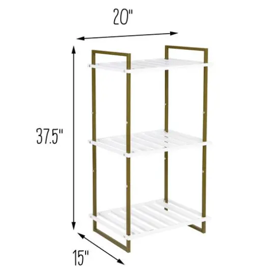 Honey Can Do Olive & White 3-Tier Tubular Metal Shelf {8}