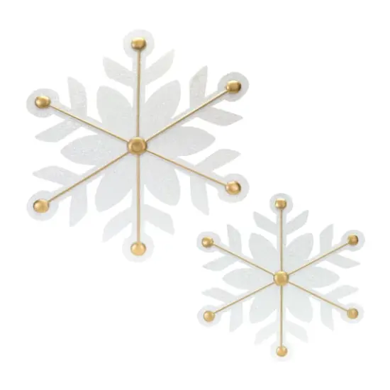 12ct. White & Gold Iron Snowflake Ornaments {1}