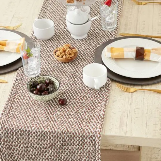 DII&reg; 108" Woven Fringed Table Runner Bark Brown {7}