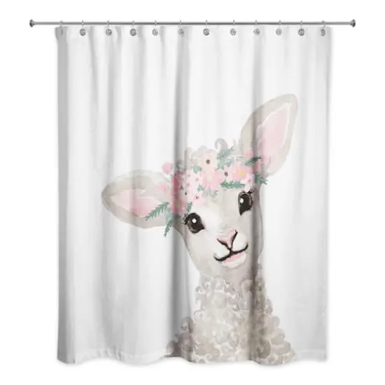 Lamb with Flower Crown 71" x 74" Shower Curtain {3}