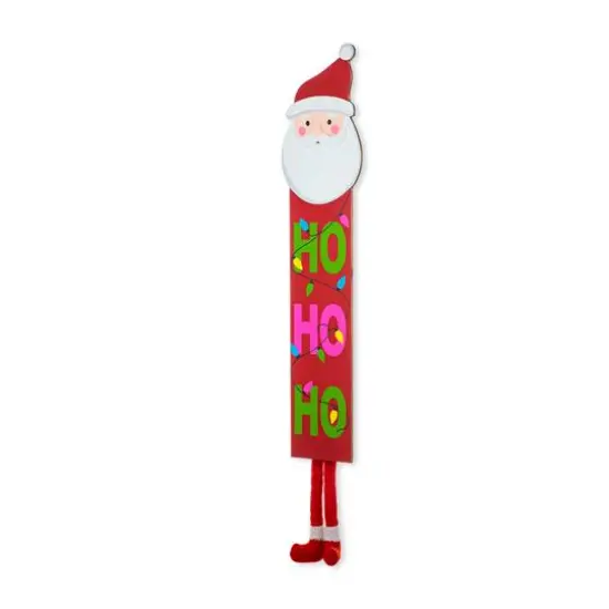 Glitzhome&reg; 4.5ft. Wooden Santa Porch Sign with Fabric Dangling Legs {1}