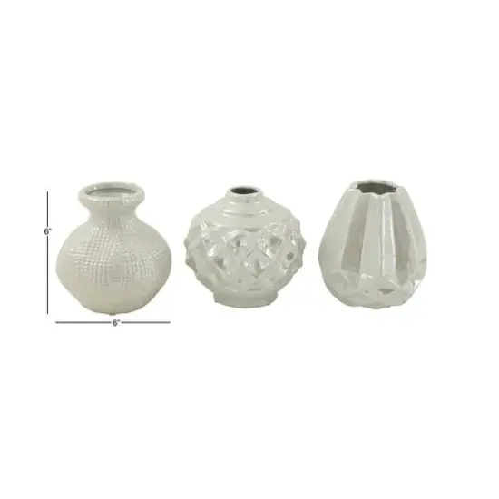 CosmoLiving by Cosmopolitan Cream Stoneware Glam Vase Set {8}