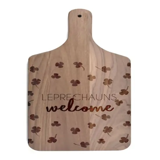 17" Leprechauns Welcome Walnut Paddle Cutting Board {1}