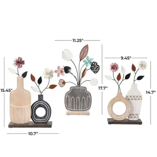 Floral Patterned Vase Sculpture Set {9}