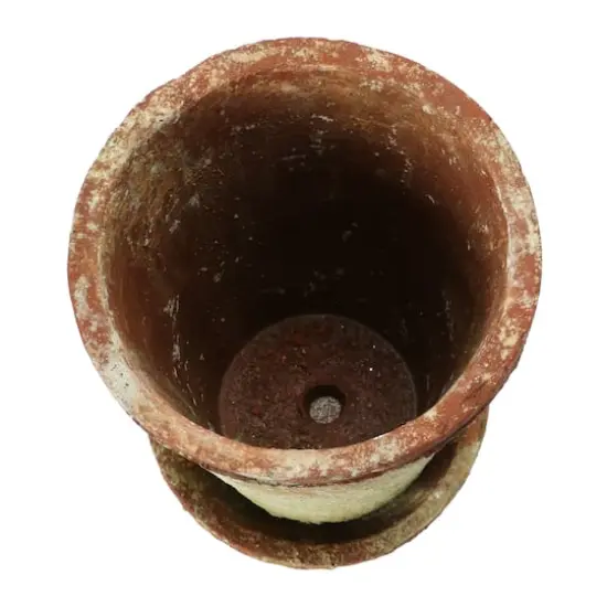 Hello Honey&reg; 7" Distressed Terra Cotta Cement Planter with Saucer Set {6}