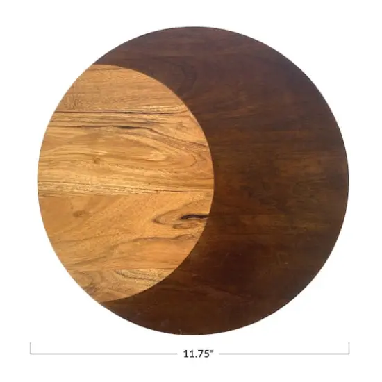 Hello Honey&reg; 11.75" Natural & Walnut Round Two-Tone Wood Cheese & Cutting Board {4}
