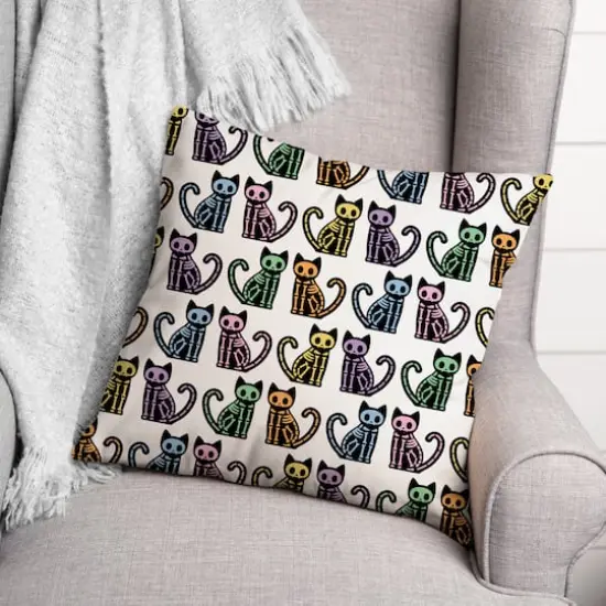 Skeleton Cat Pattern Throw Pillow {3}