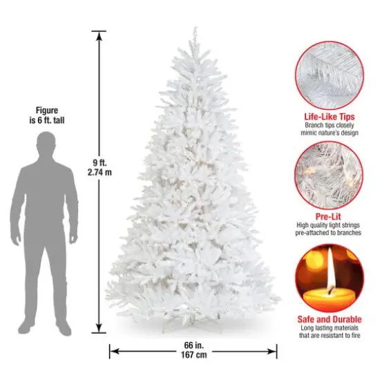 9ft. Pre-Lit Dunhill® White Fir Artificial Christmas Tree, Clear Lights {9}