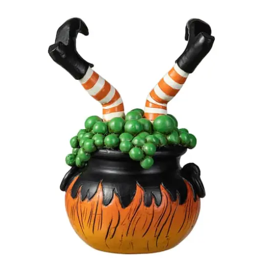 Glitzhome&reg; 8.75" Halloween Witch in Cauldron Table D&eacute;cor {8}