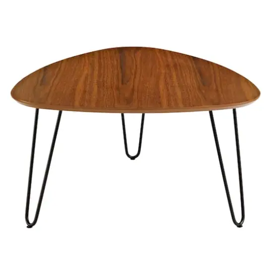 Walnut Guitar Pick Hairpin Leg Mid Century Modern Wood Coffee Table {3}