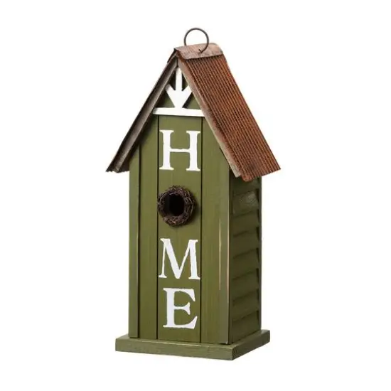 Glitzhome&reg; 14.75" Distressed Wood HOME Birdhouse {1}