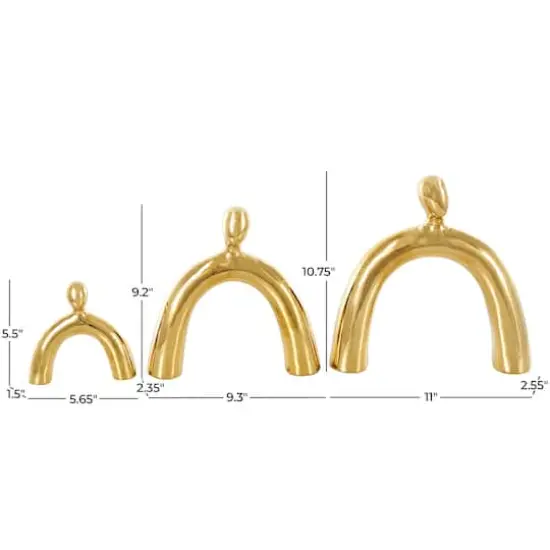 Abstract Arched Family Ceramic Sculpture Set Gold {5}