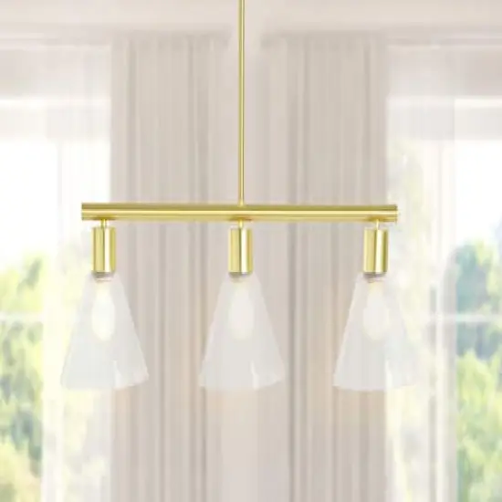 Hello Honey&reg; Brushed Gold Modern Linear Ceiling Light {5}