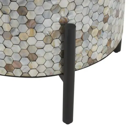 22.5" Multicolor Mother of Pearl Abstract Handmade Inlay Side End Accent Table {7}