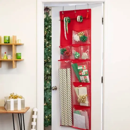 Honey Can Do Red Over-the-Door Holiday Gift Wrap Organizer {1}