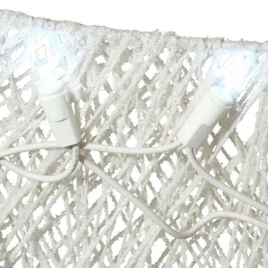 48" White Sisal Reindeer Pulling Sleigh with 140 Cool White LED Lights {8}