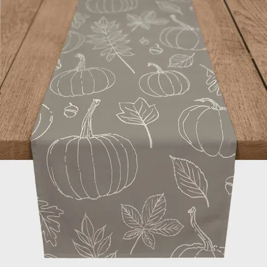 90" Gray Fall Pattern Cotton Twill Runner {1}