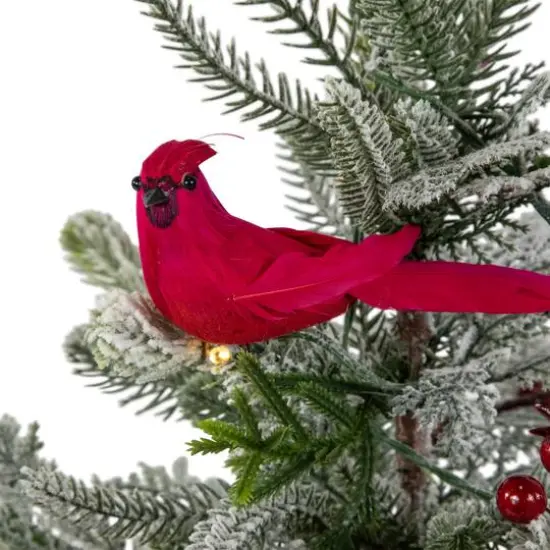 2ft. Pre-Lit Potted Frosted Mixed Pine with Cardinals Christmas Tree, Warm White LED Lights {6}