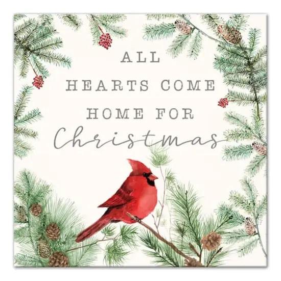 Hearts Come Home For Christmas Canvas Wall Art {1}