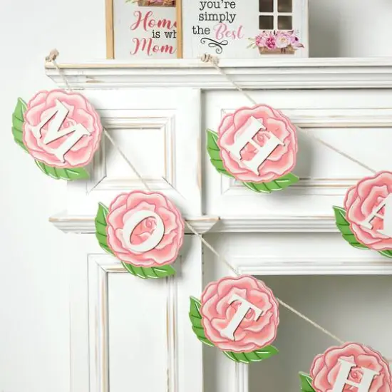 Glitzhome&reg; Wooden Happy Mothers Day Garland Set {4}