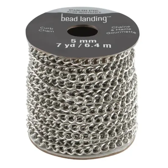 5mm Stainless Steel Curb Chain Spool, 7yd. by Bead Landing&trade; {3}
