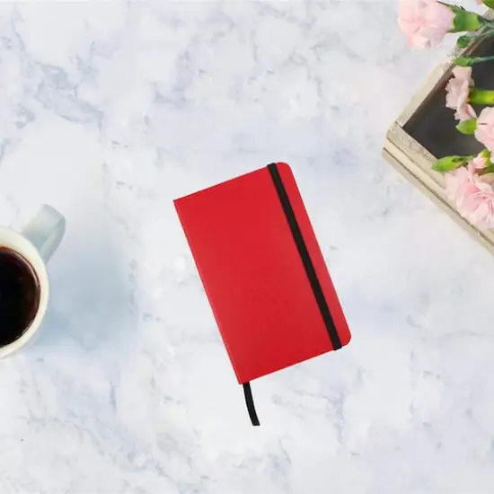 JAM Paper Small Hardcover Notebook with Elastic Band Red {7}