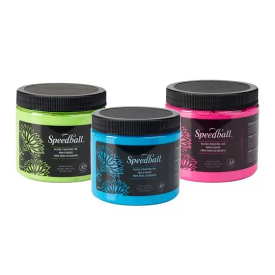 Speedball&reg; Water-Based Block Printing Ink, 16oz. Fluorescent Orange {2}