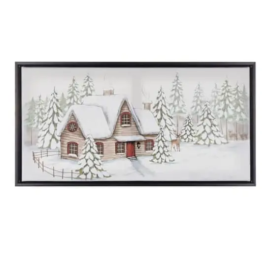 Framed Winter Scene Canvas Wall Art {1}